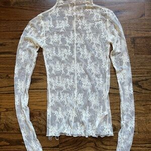 Free People Elegant Lace Sheer Top - Cream